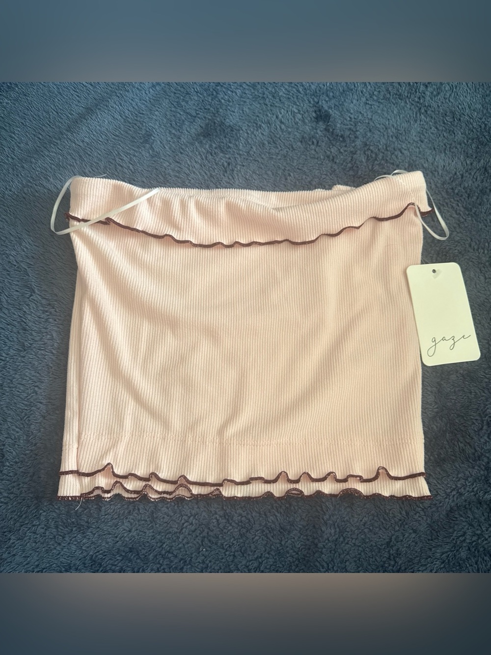 New Gage Fashion Elastic Top Tube Top Pink W/ Purple Trim Size Small S NWT